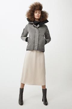 Chamarras Canada Goose Mujer Outlet - Everleigh Chaqueta De Bombardero Black Label Grises VU5489061